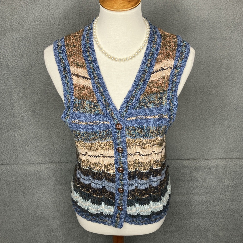 Vintage St John's Bay Sweater Vest M Striped Knit Grandpa 90s Heritage Academia‎